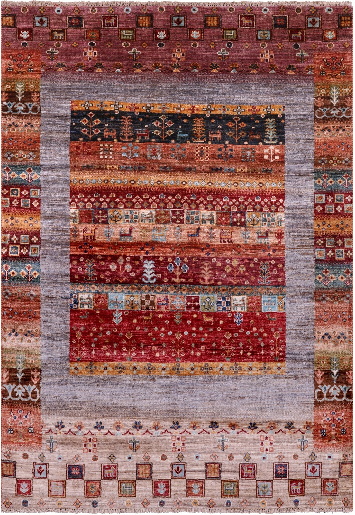 Tribal Persian Gabbeh Hand Knotted Wool Rug - 4' 3" X 6' 0" - Golden Nile