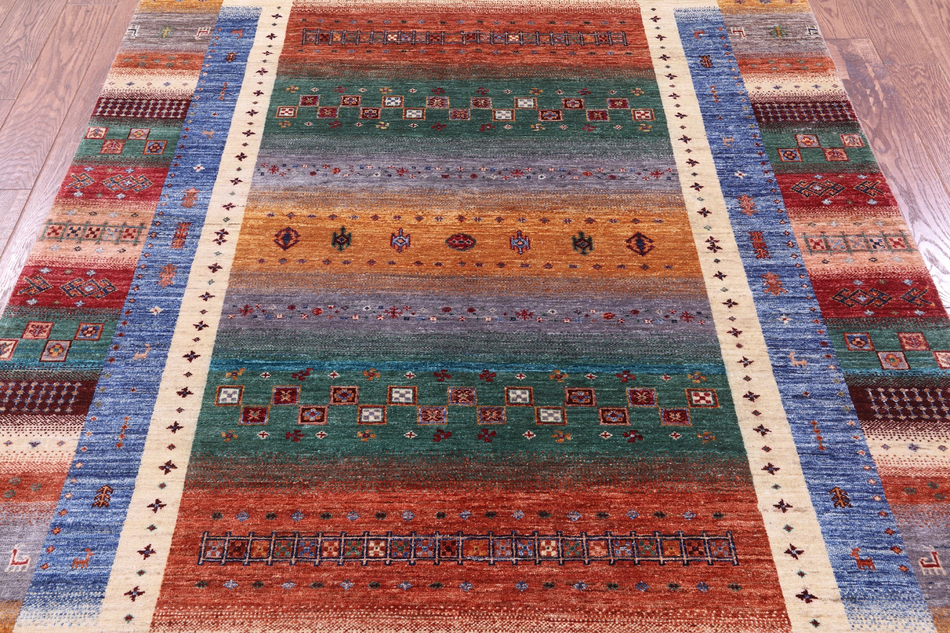 Tribal Persian Gabbeh Hand Knotted Wool Rug - 5' 9" X 8' 2" - Golden Nile