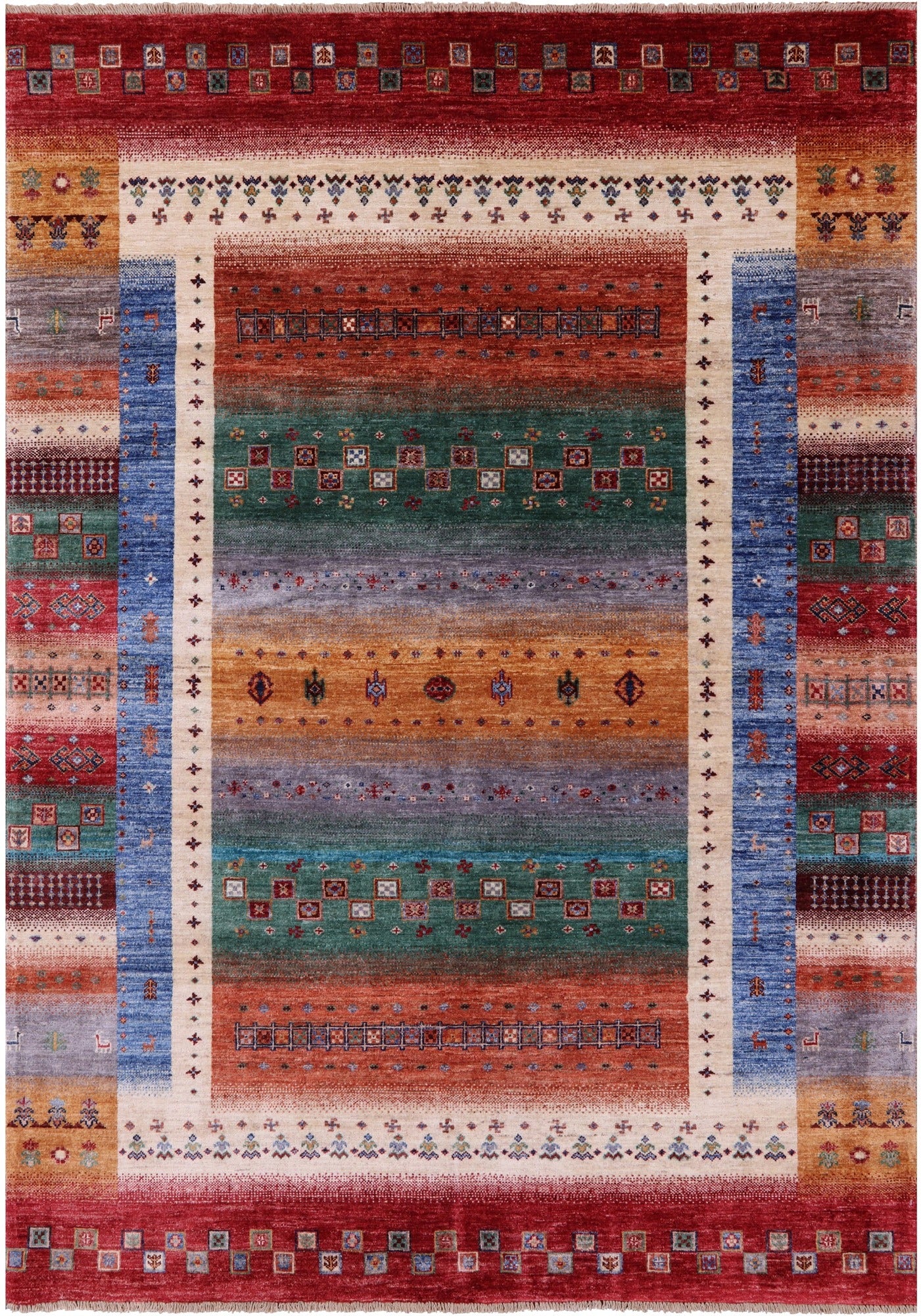 Tribal Persian Gabbeh Hand Knotted Wool Rug - 5' 9" X 8' 2" - Golden Nile