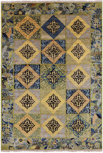 William Morris Hand Knotted Wool Area Rug - 6' 2" X 8' 8" - Golden Nile