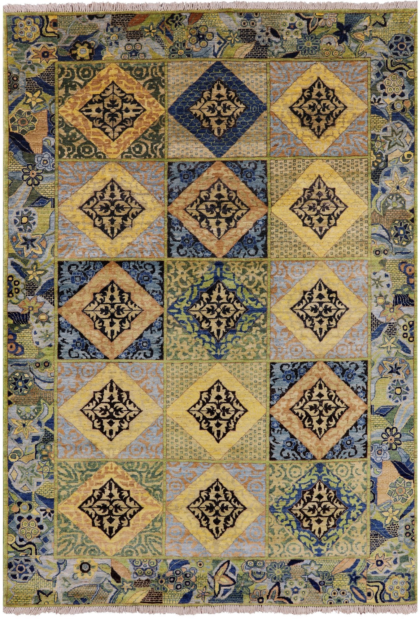 William Morris Hand Knotted Wool Area Rug - 6' 2" X 8' 8" - Golden Nile