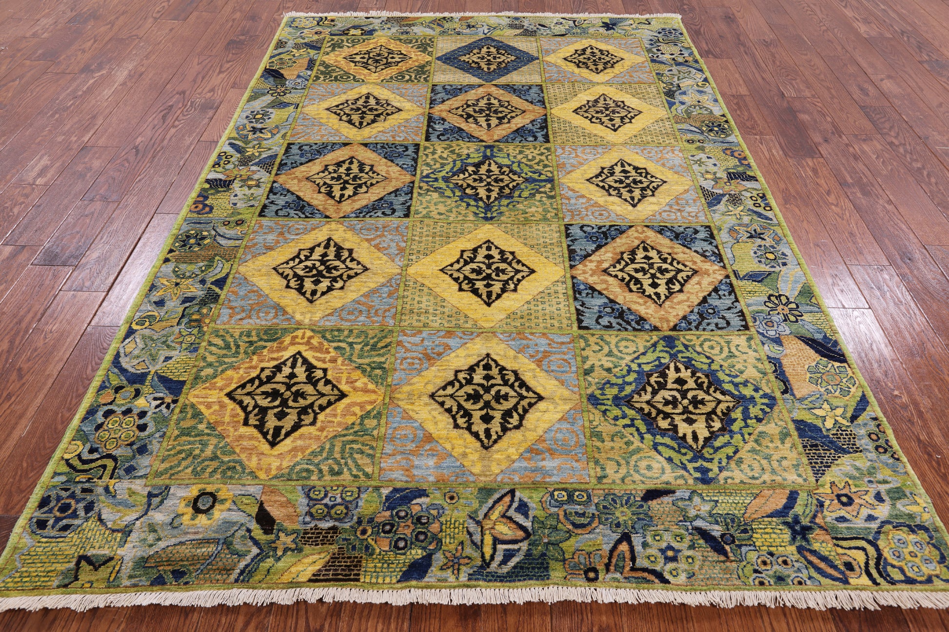 William Morris Hand Knotted Wool Area Rug - 6' 2" X 8' 8" - Golden Nile