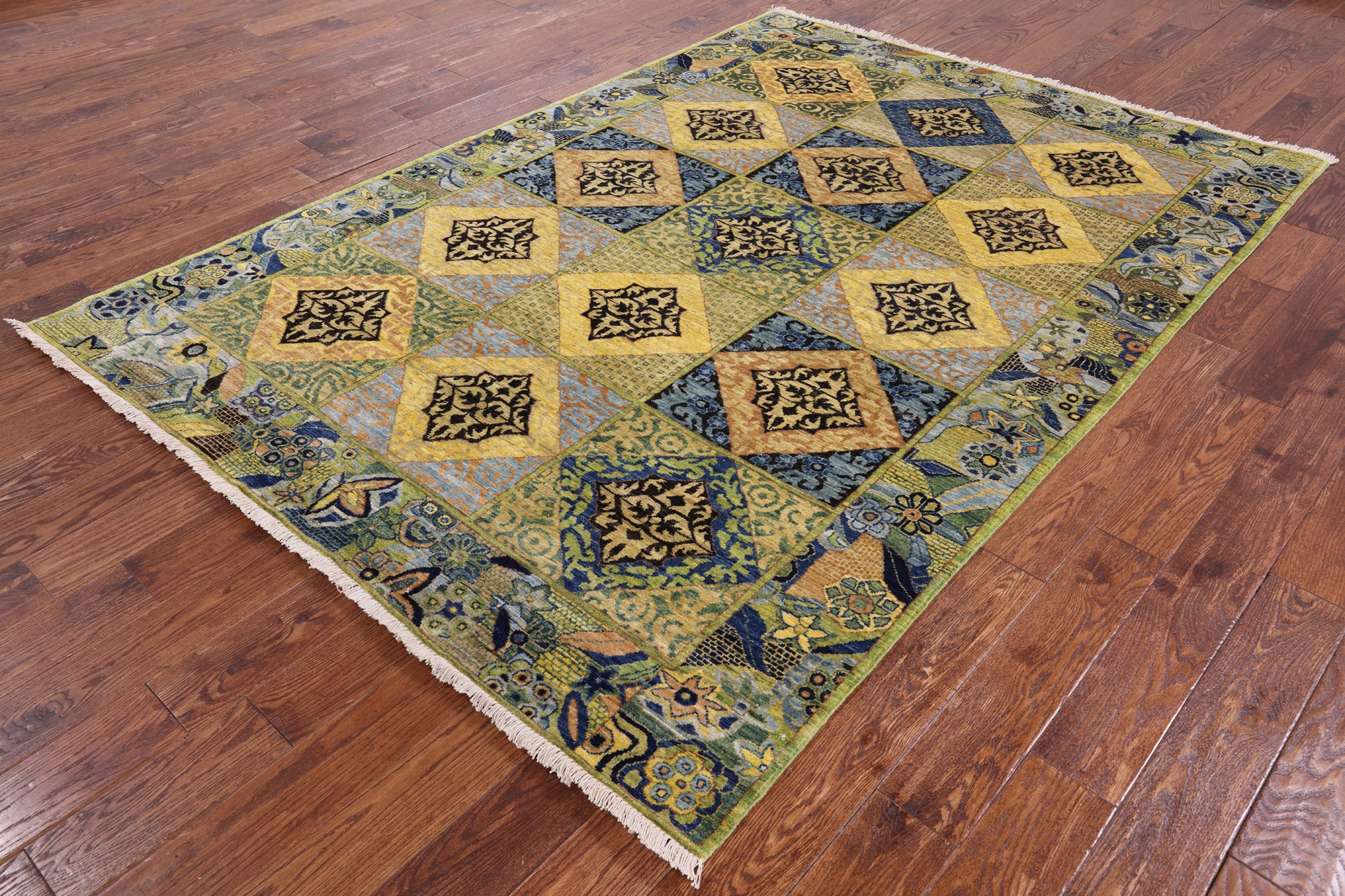 William Morris Hand Knotted Wool Area Rug - 6' 2" X 8' 8" - Golden Nile