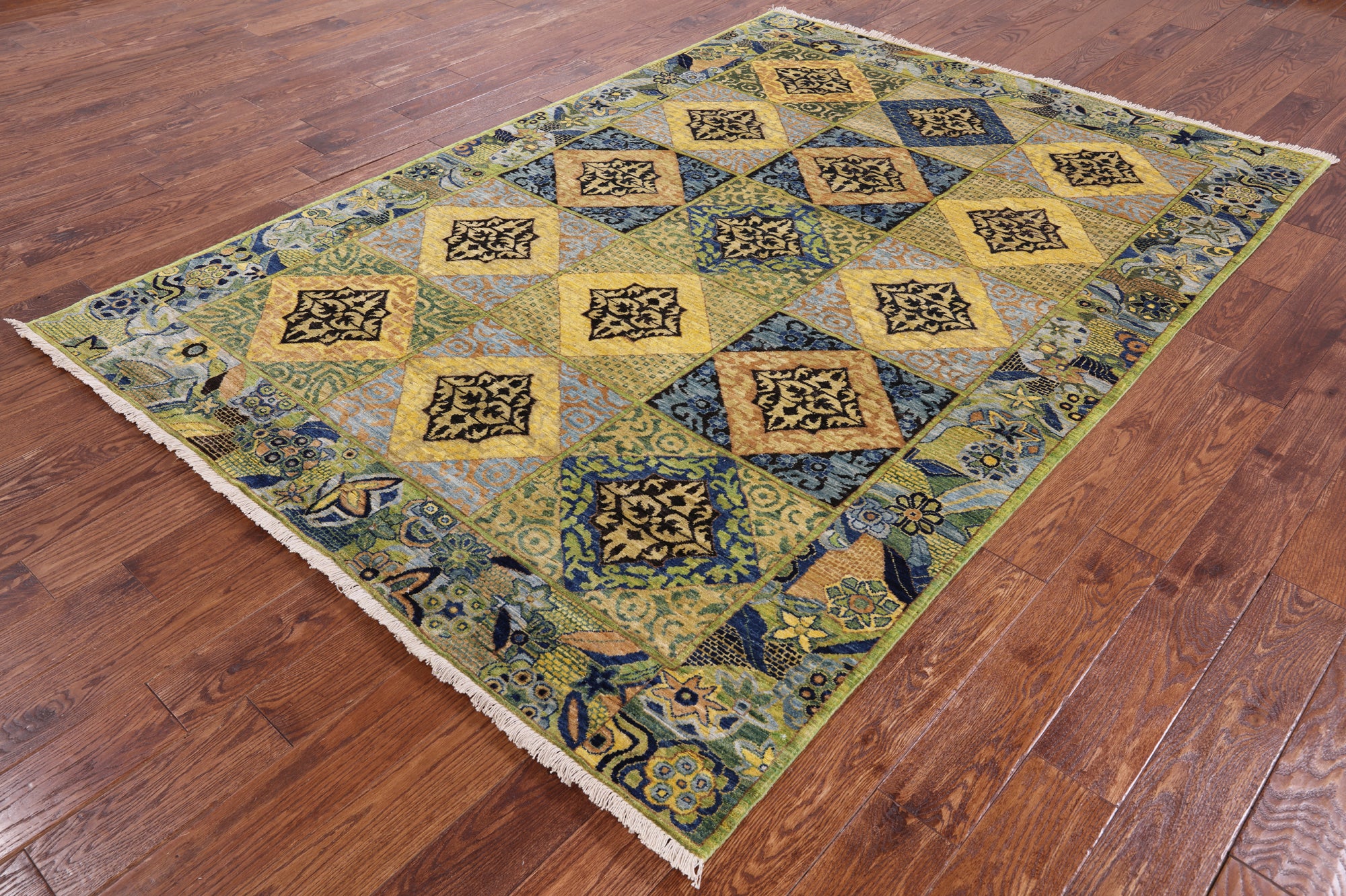 William Morris Hand Knotted Wool Area Rug - 6' 2" X 8' 8" - Golden Nile