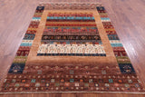 Tribal Persian Gabbeh Hand Knotted Wool Rug - 5' 7" X 7' 9" - Golden Nile