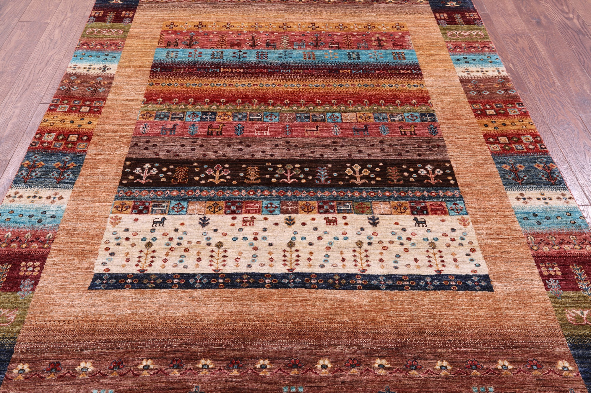 Tribal Persian Gabbeh Hand Knotted Wool Rug - 5' 7" X 7' 9" - Golden Nile