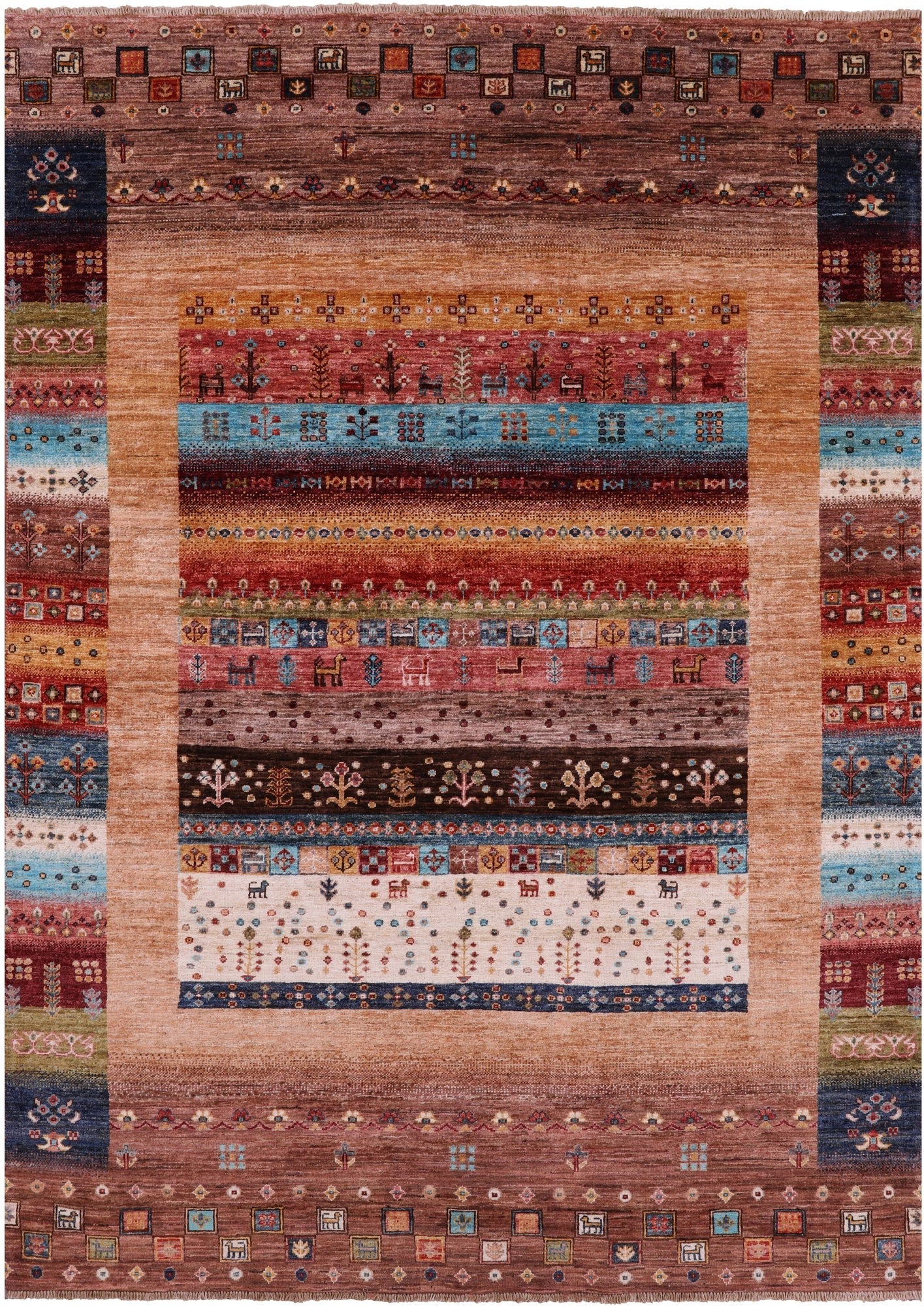 Tribal Persian Gabbeh Hand Knotted Wool Rug - 5' 7" X 7' 9" - Golden Nile