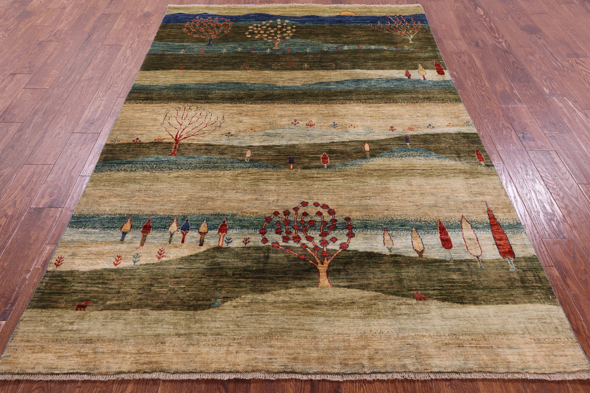 Persian Gabbeh Tribal Hand Knotted Wool Rug - 5' 6" X 7' 10" - Golden Nile