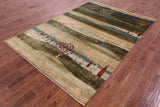 Persian Gabbeh Tribal Hand Knotted Wool Rug - 5' 6" X 7' 10" - Golden Nile