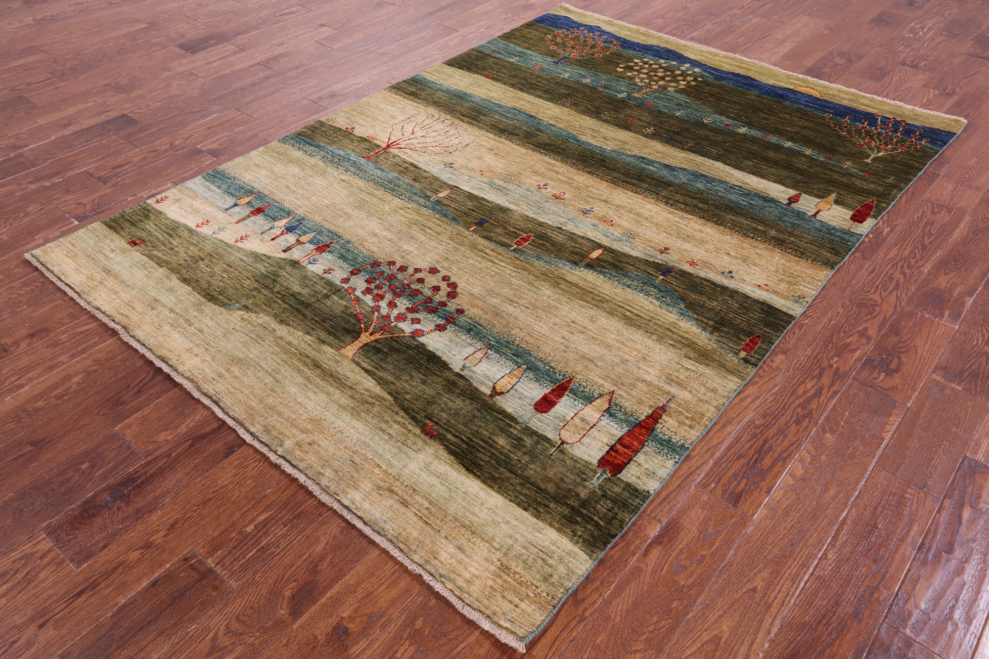 Persian Gabbeh Tribal Hand Knotted Wool Rug - 5' 6" X 7' 10" - Golden Nile