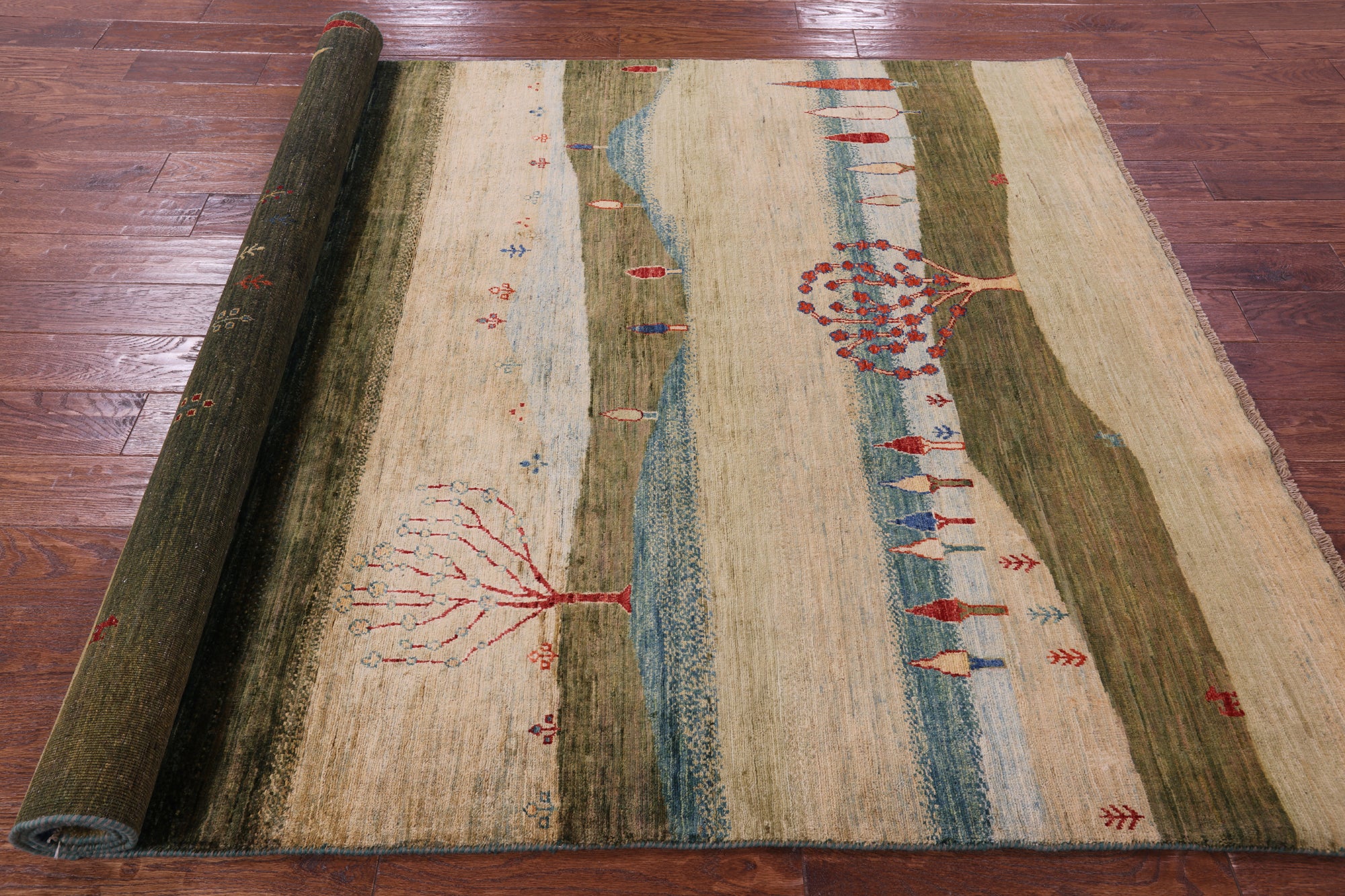 Persian Gabbeh Tribal Hand Knotted Wool Rug - 5' 6" X 7' 10" - Golden Nile
