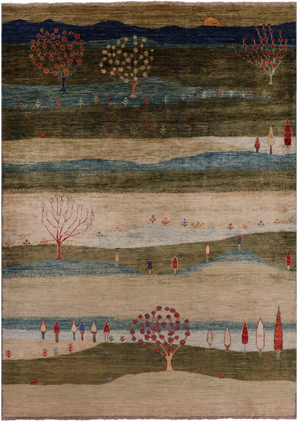 Persian Gabbeh Tribal Hand Knotted Wool Rug - 5' 6" X 7' 10" - Golden Nile