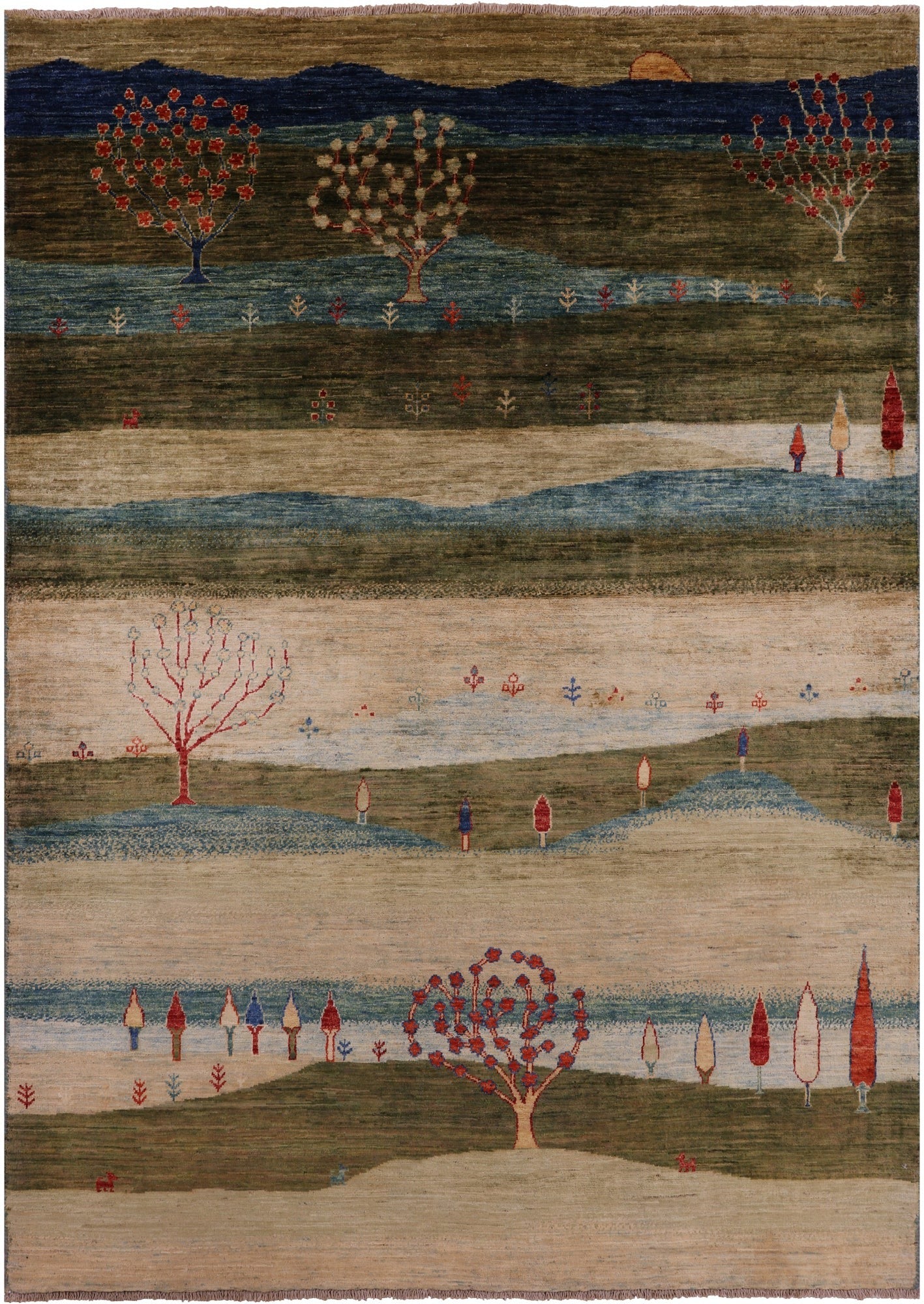 Persian Gabbeh Tribal Hand Knotted Wool Rug - 5' 6" X 7' 10" - Golden Nile