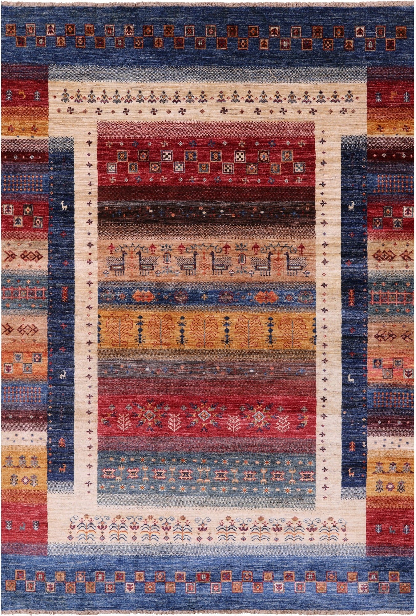 Tribal Persian Gabbeh Hand Knotted Wool Rug - 5' 8" X 8' 3" - Golden Nile