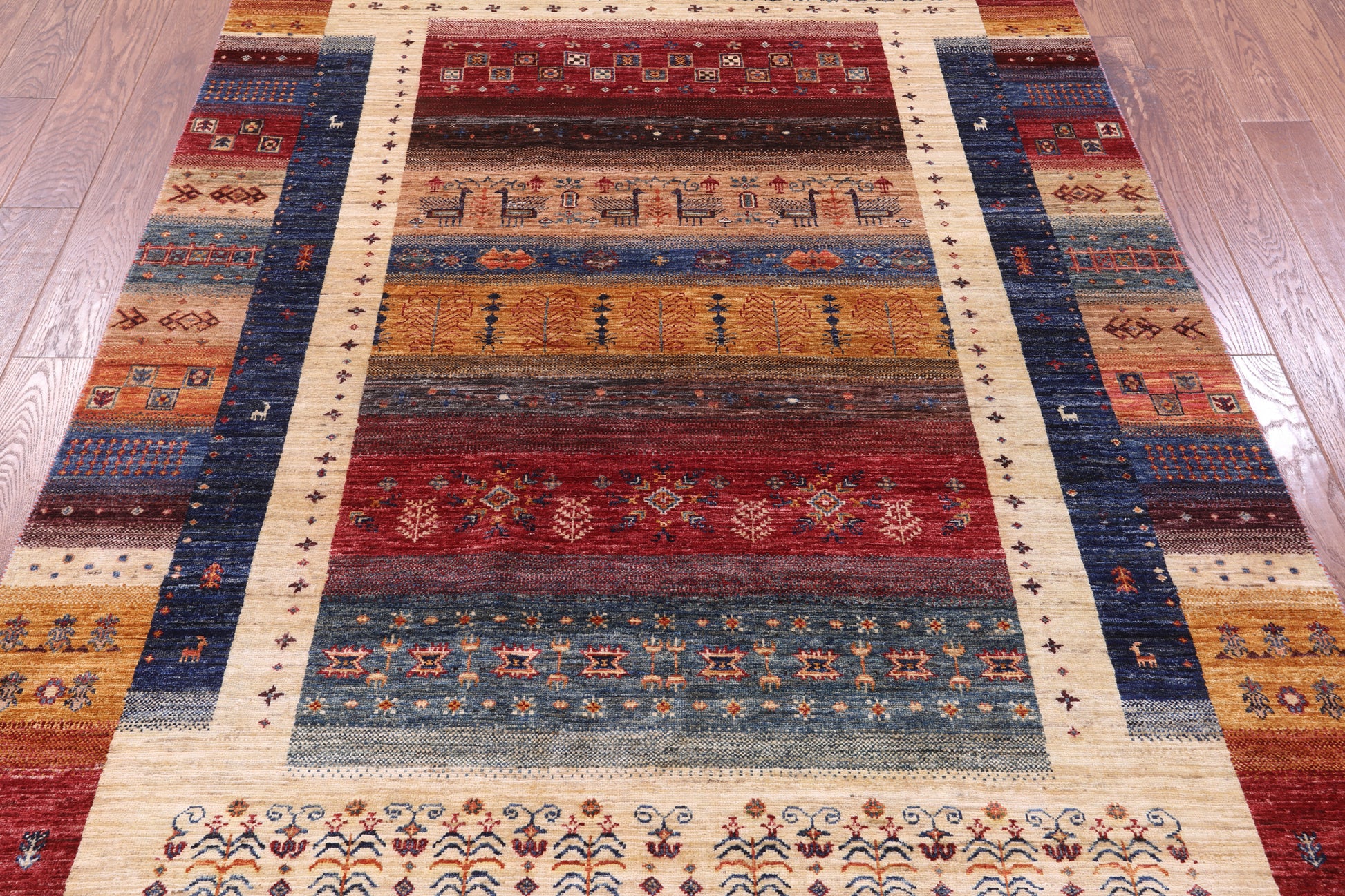 Tribal Persian Gabbeh Hand Knotted Wool Rug - 5' 8" X 8' 3" - Golden Nile