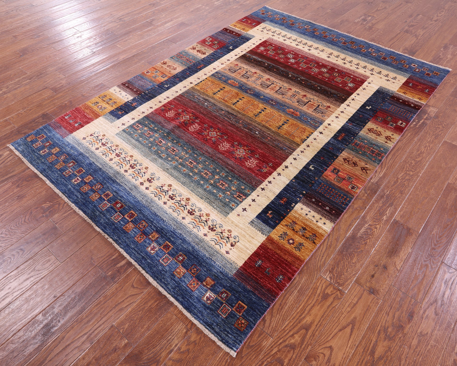 Tribal Persian Gabbeh Hand Knotted Wool Rug - 5' 8" X 8' 3" - Golden Nile