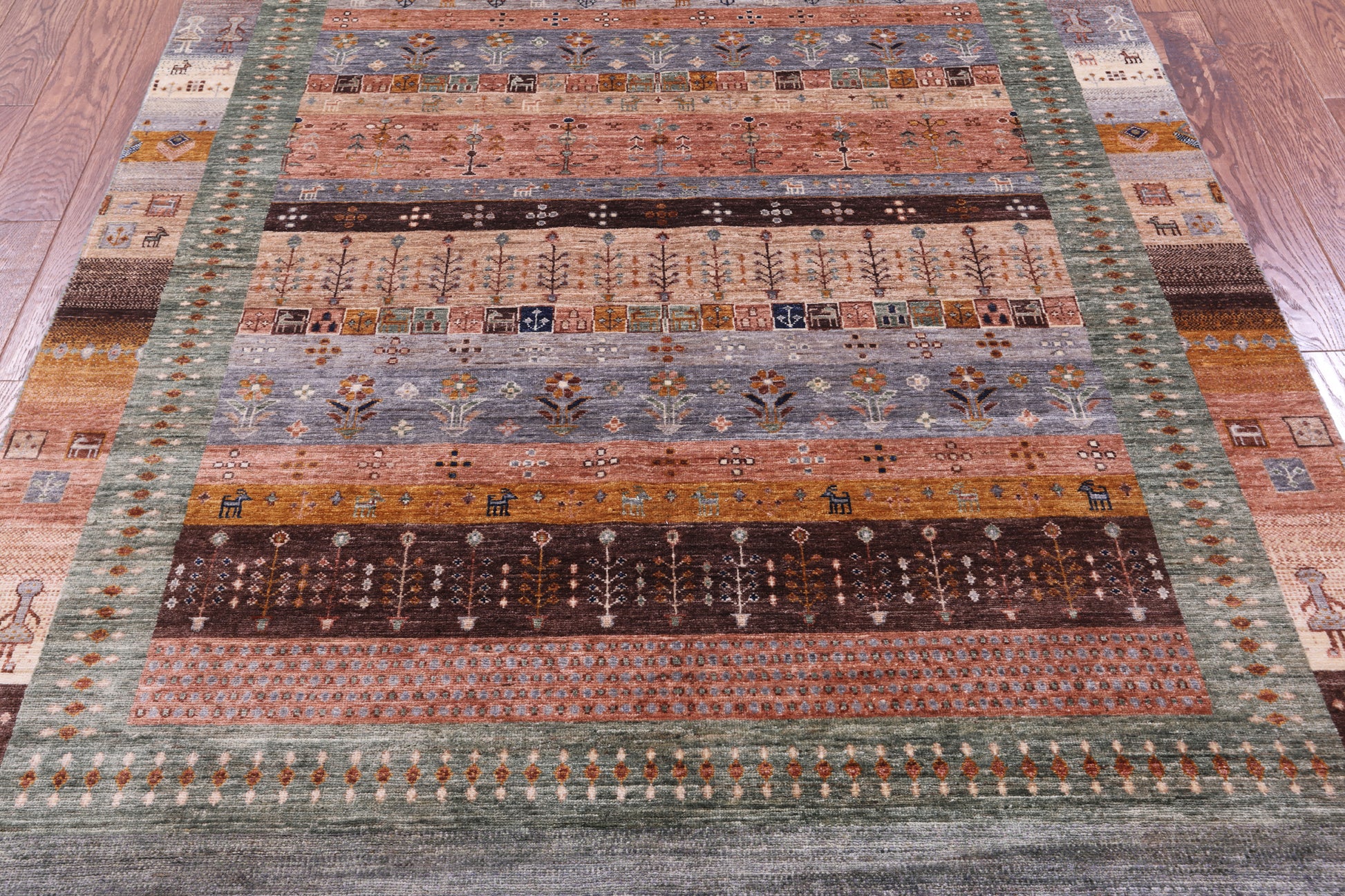 Tribal Persian Gabbeh Hand Knotted Wool Rug - 5' 9" X 9' 7" - Golden Nile