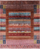 Tribal Persian Gabbeh Hand Knotted Wool Rug - 8' 2" X 9' 10" - Golden Nile