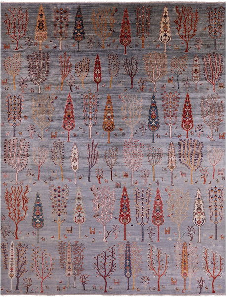 Tribal Persian Gabbeh Hand Knotted Wool Rug - 9' 0" X 11' 10" - Golden Nile