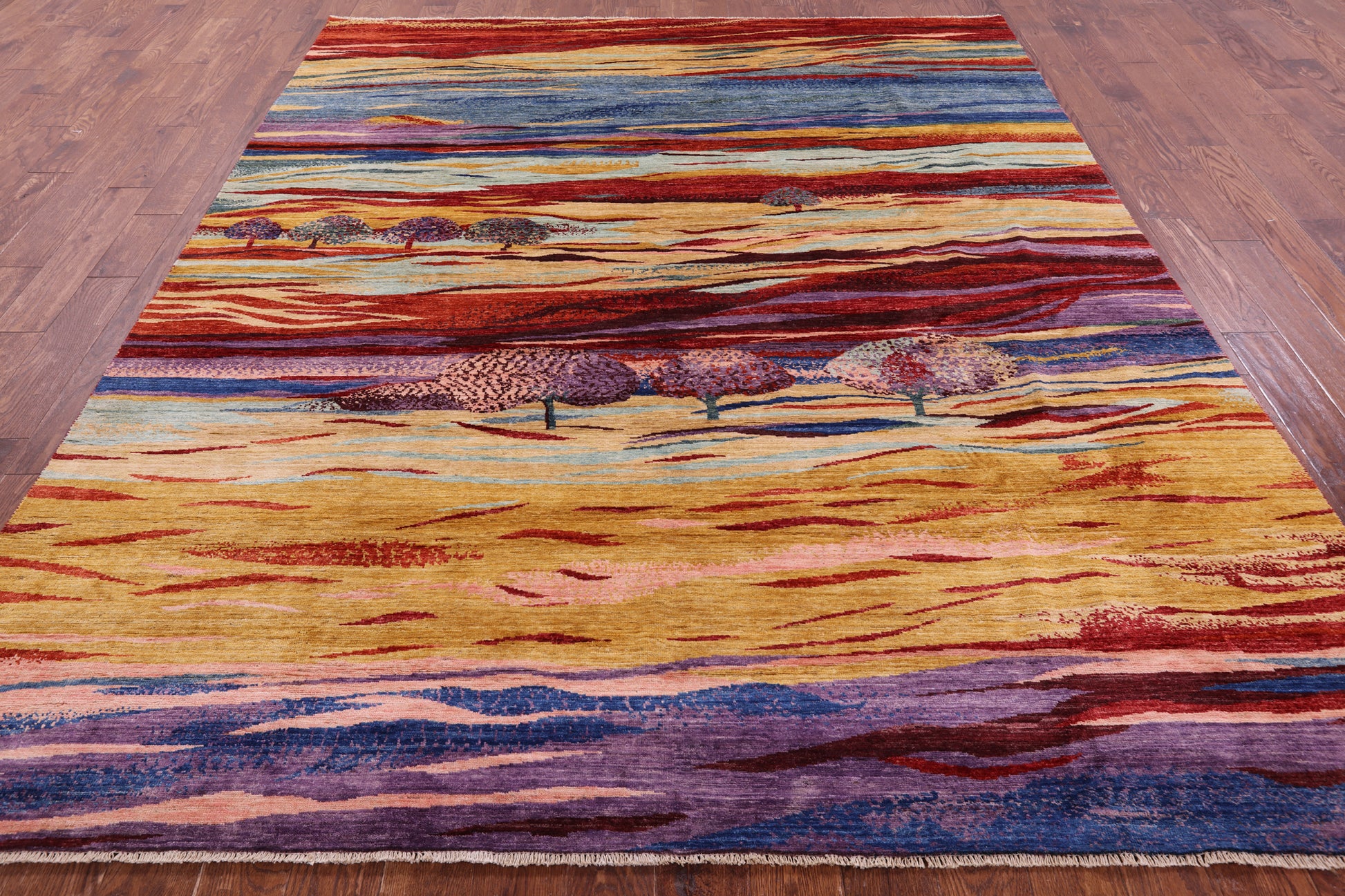 Persian Gabbeh Tribal Hand Knotted Wool Rug - 8' 1" X 9' 9" - Golden Nile