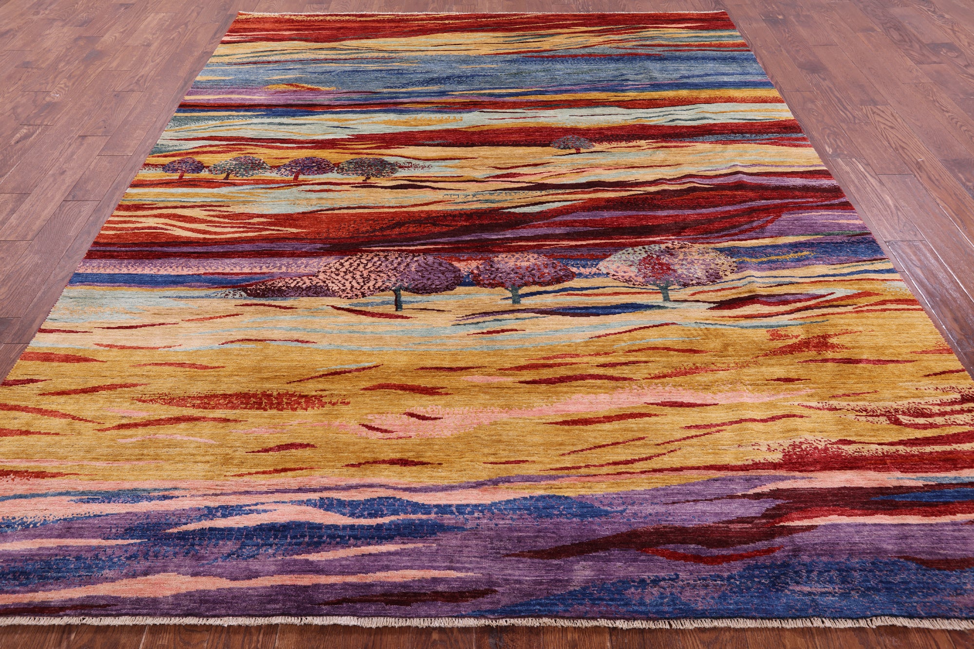 Persian Gabbeh Tribal Hand Knotted Wool Rug - 8' 1" X 9' 9" - Golden Nile