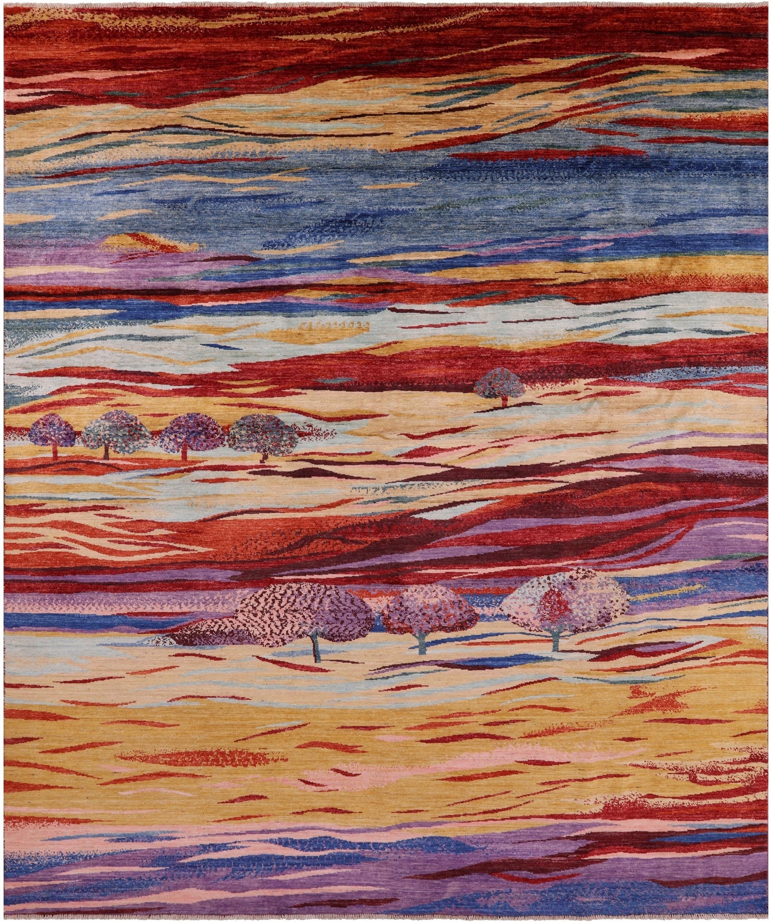 Persian Gabbeh Tribal Hand Knotted Wool Rug - 8' 1" X 9' 9" - Golden Nile