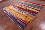 Persian Gabbeh Tribal Hand Knotted Wool Rug - 8' 1" X 9' 9" - Golden Nile