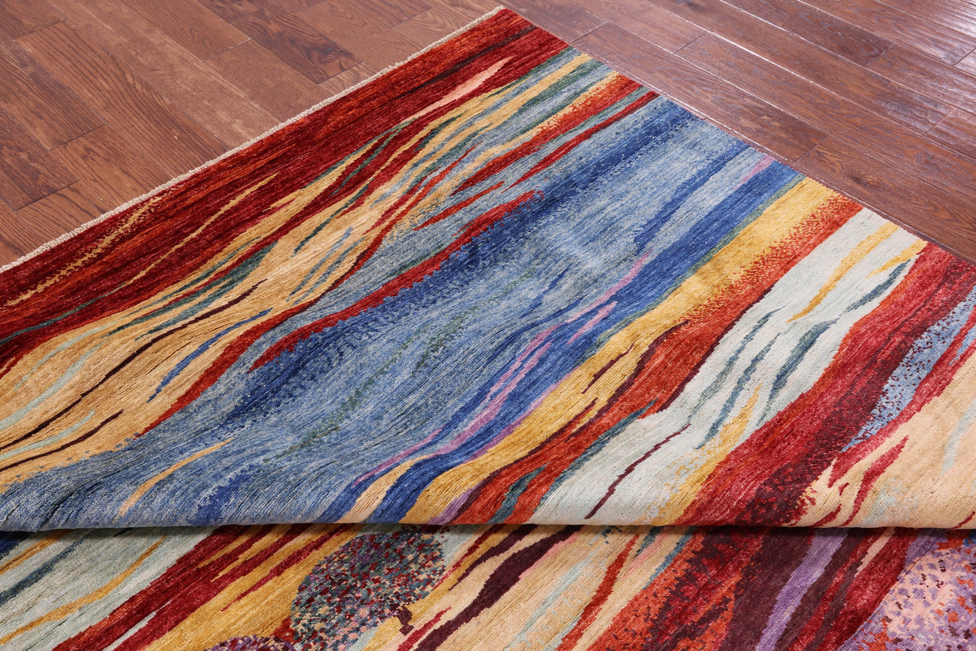 Persian Gabbeh Tribal Hand Knotted Wool Rug - 8' 1" X 9' 9" - Golden Nile
