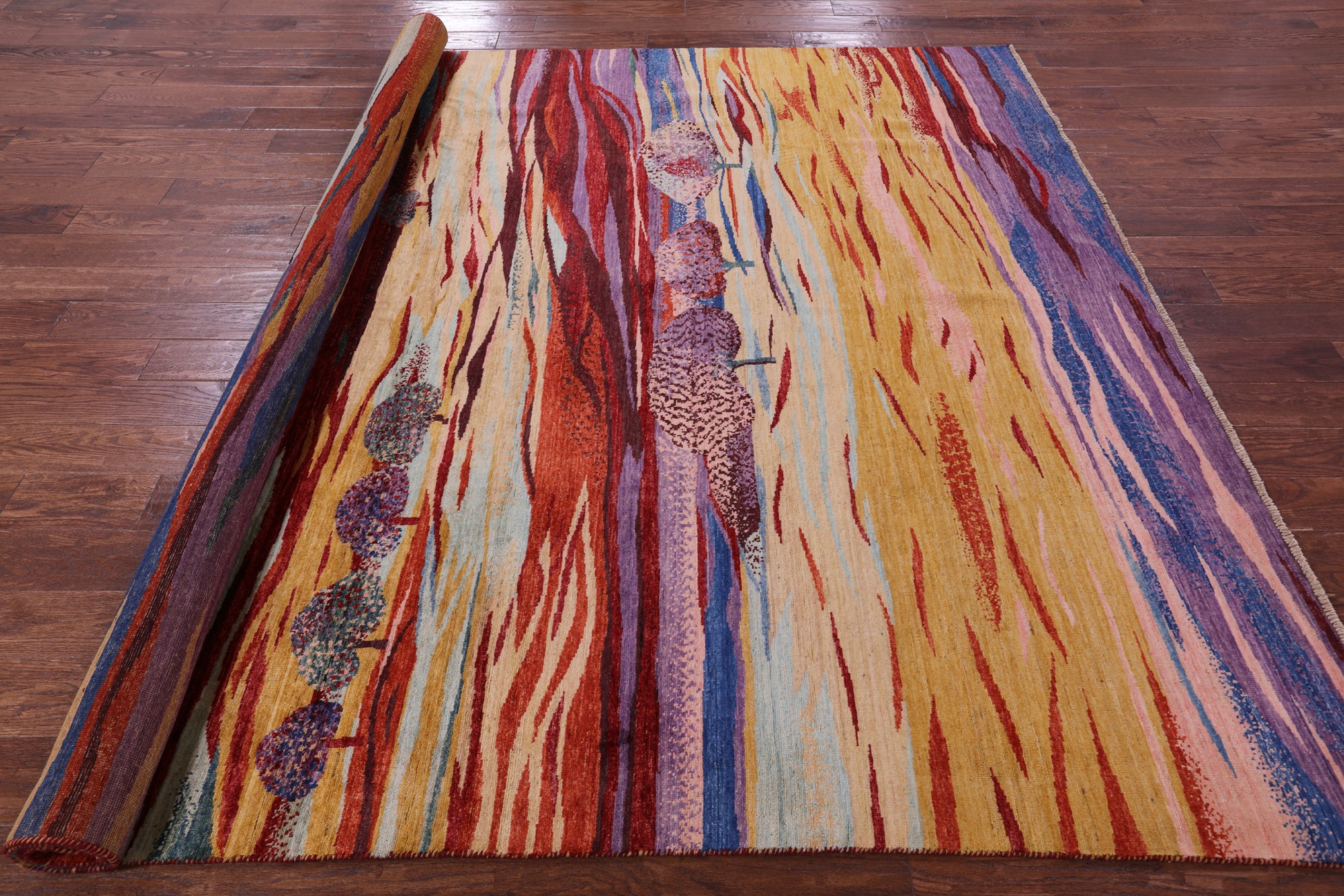 Persian Gabbeh Tribal Hand Knotted Wool Rug - 8' 1" X 9' 9" - Golden Nile