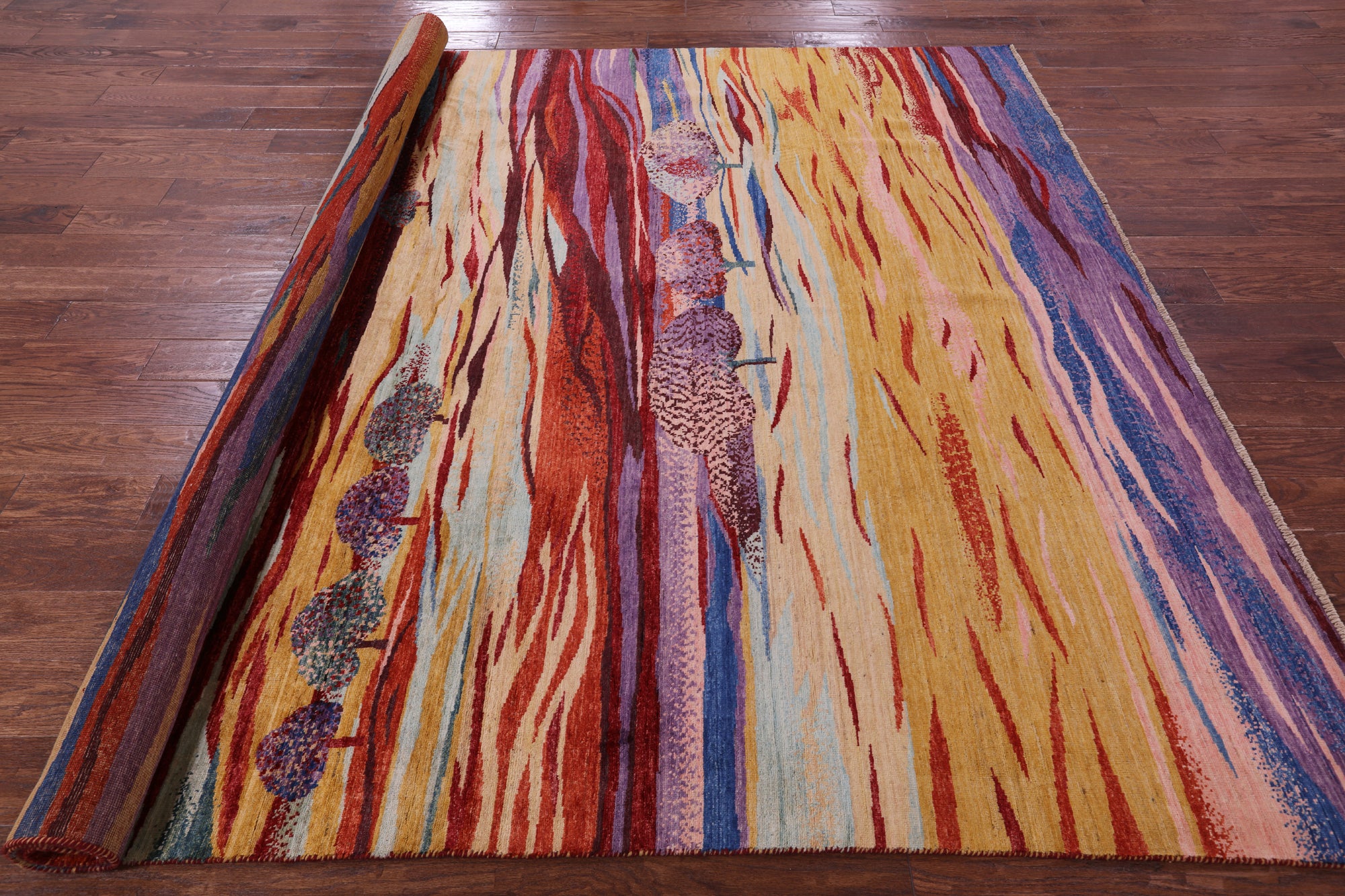 Persian Gabbeh Tribal Hand Knotted Wool Rug - 8' 1" X 9' 9" - Golden Nile