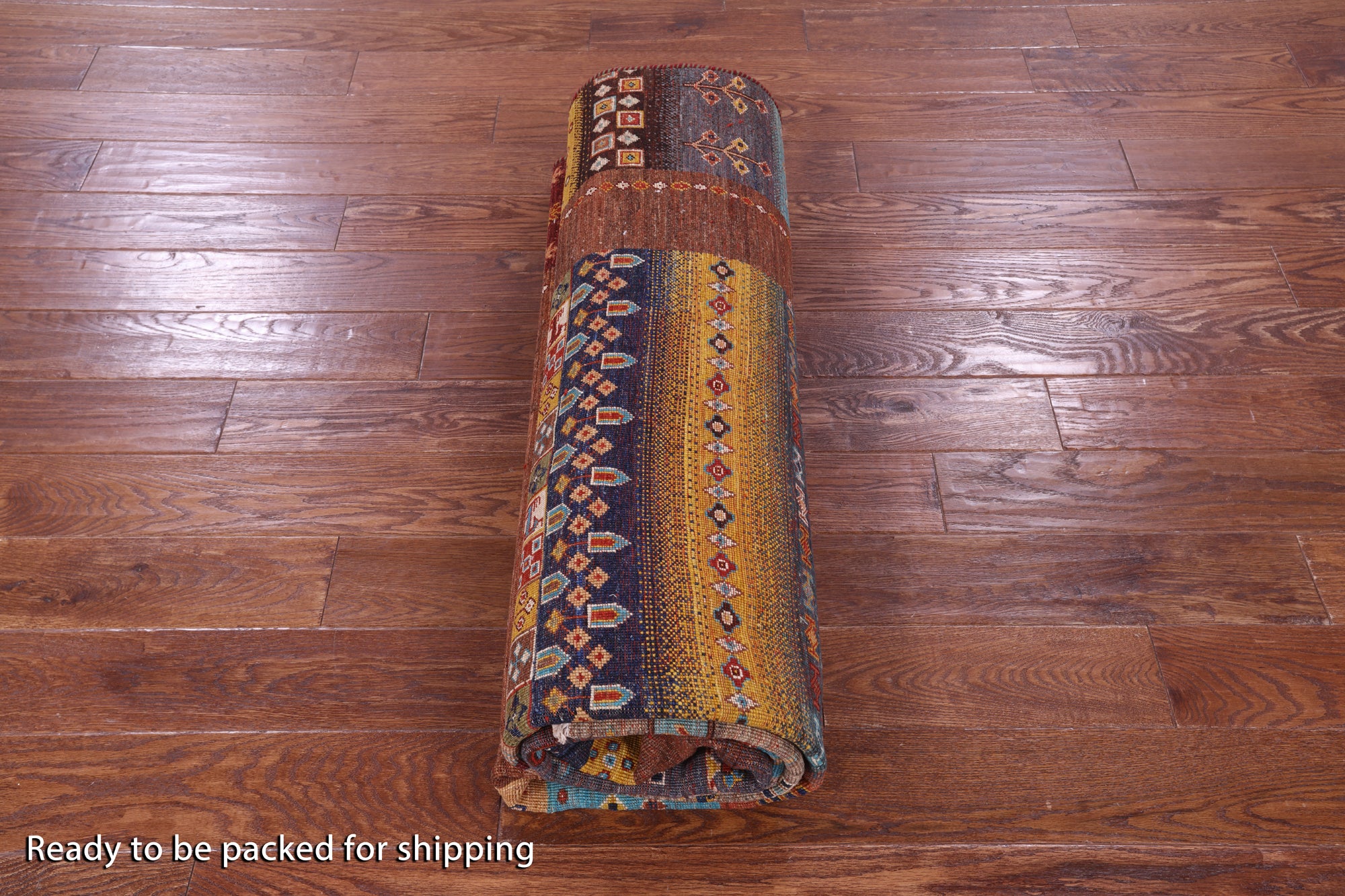 Persian Gabbeh Tribal Hand Knotted Wool Rug - 6' 8" X 9' 7" - Golden Nile