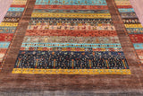 Persian Gabbeh Tribal Hand Knotted Wool Rug - 6' 8" X 9' 7" - Golden Nile