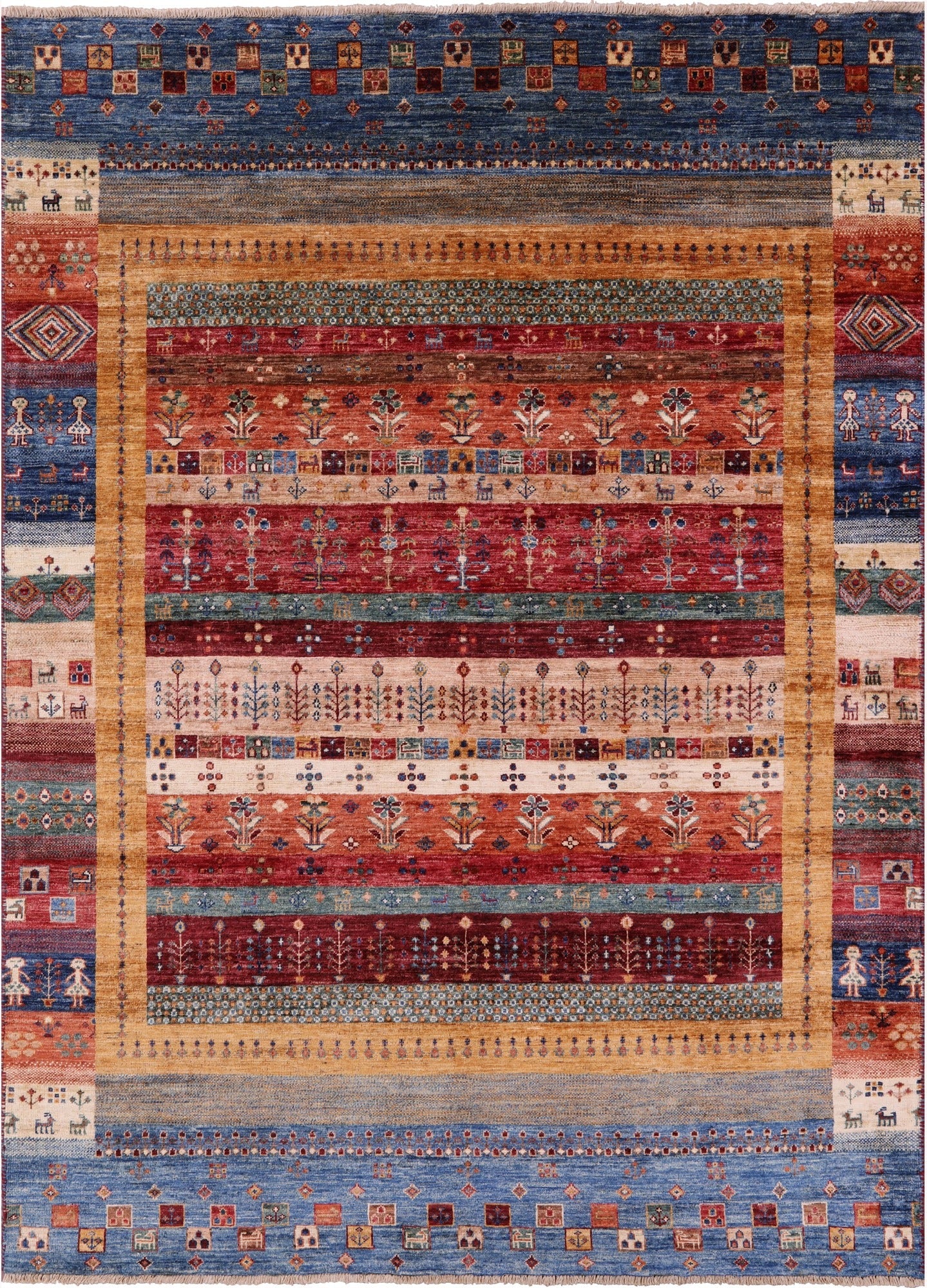 Tribal Persian Gabbeh Hand Knotted Wool Rug - 5' 6" X 7' 7" - Golden Nile