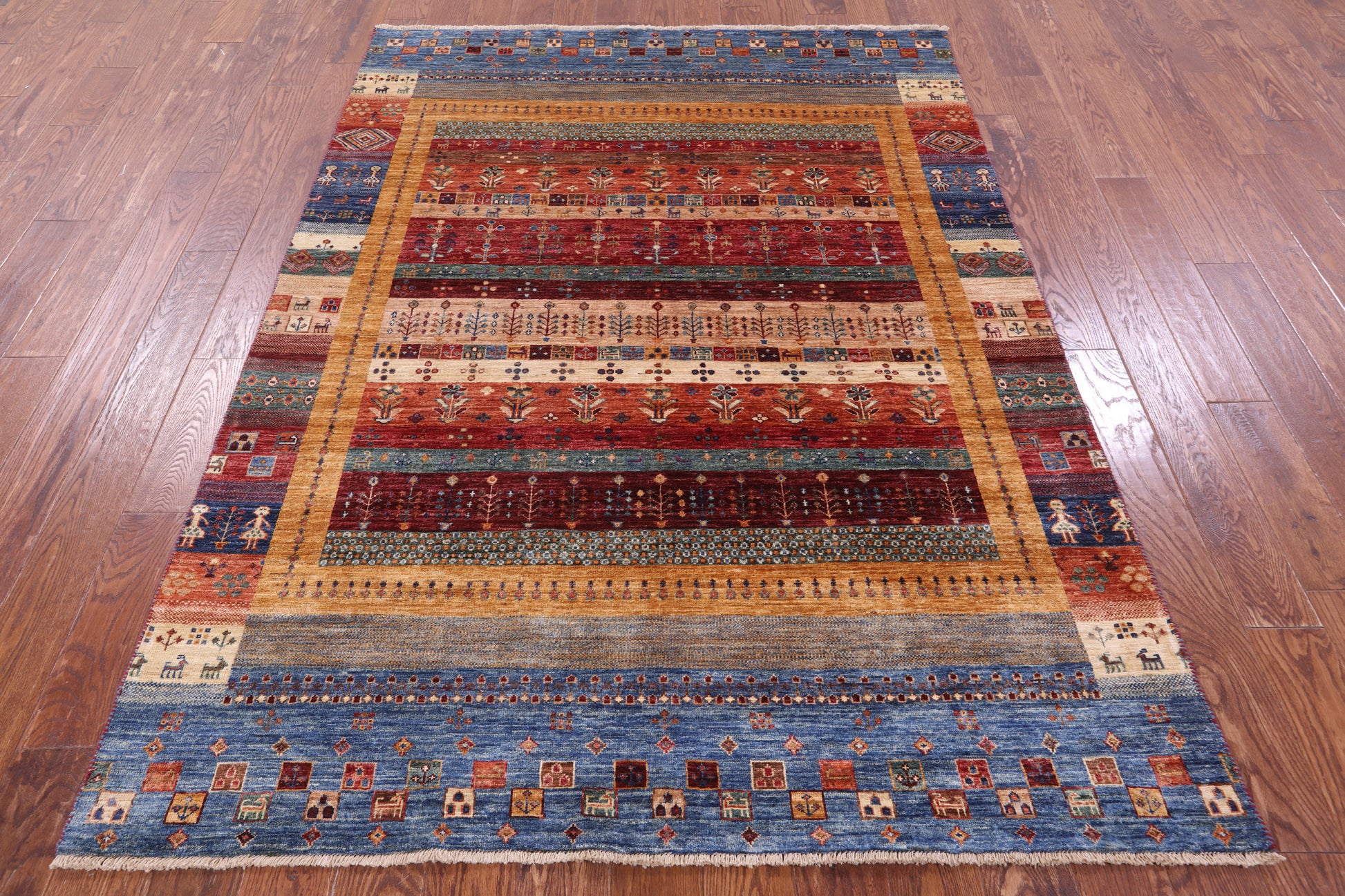 Tribal Persian Gabbeh Hand Knotted Wool Rug - 5' 6" X 7' 7" - Golden Nile