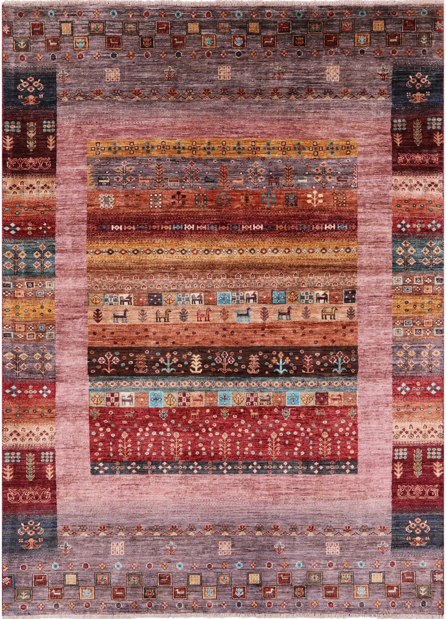 Tribal Persian Gabbeh Hand Knotted Wool Rug - 5' 9" X 8' 2" - Golden Nile