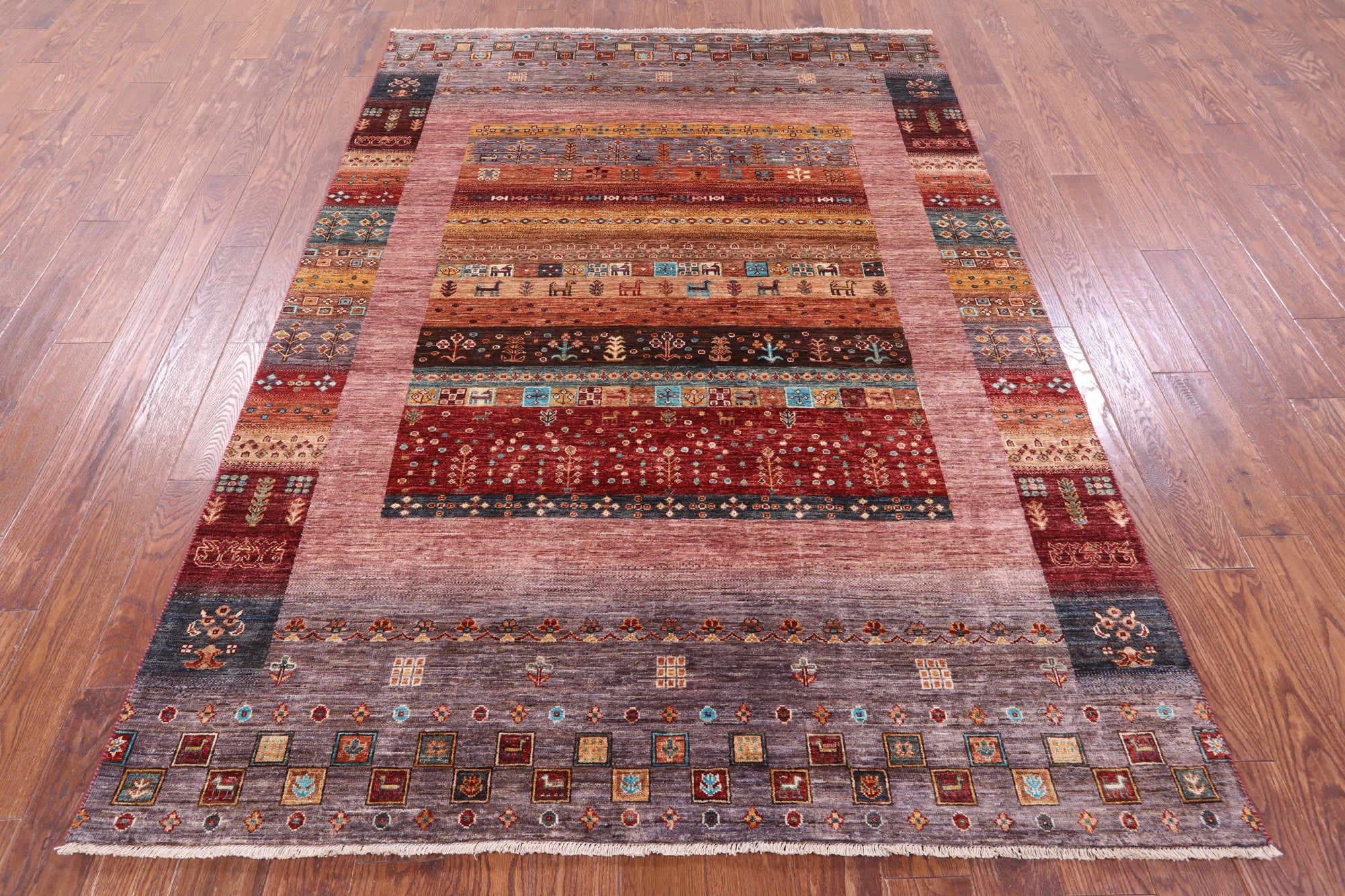 Tribal Persian Gabbeh Hand Knotted Wool Rug - 5' 9" X 8' 2" - Golden Nile