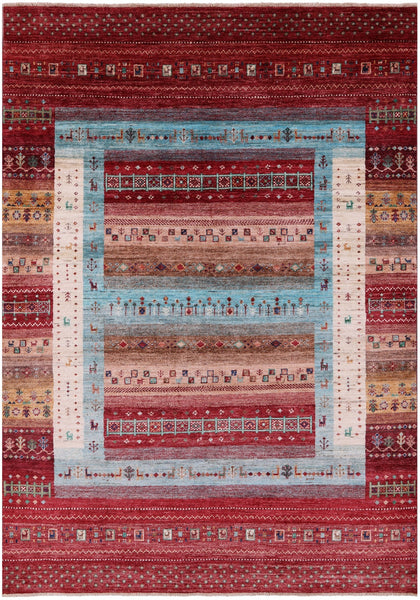 Tribal Persian Gabbeh Hand Knotted Wool Rug - 5' 9" X 8' 2" - Golden Nile