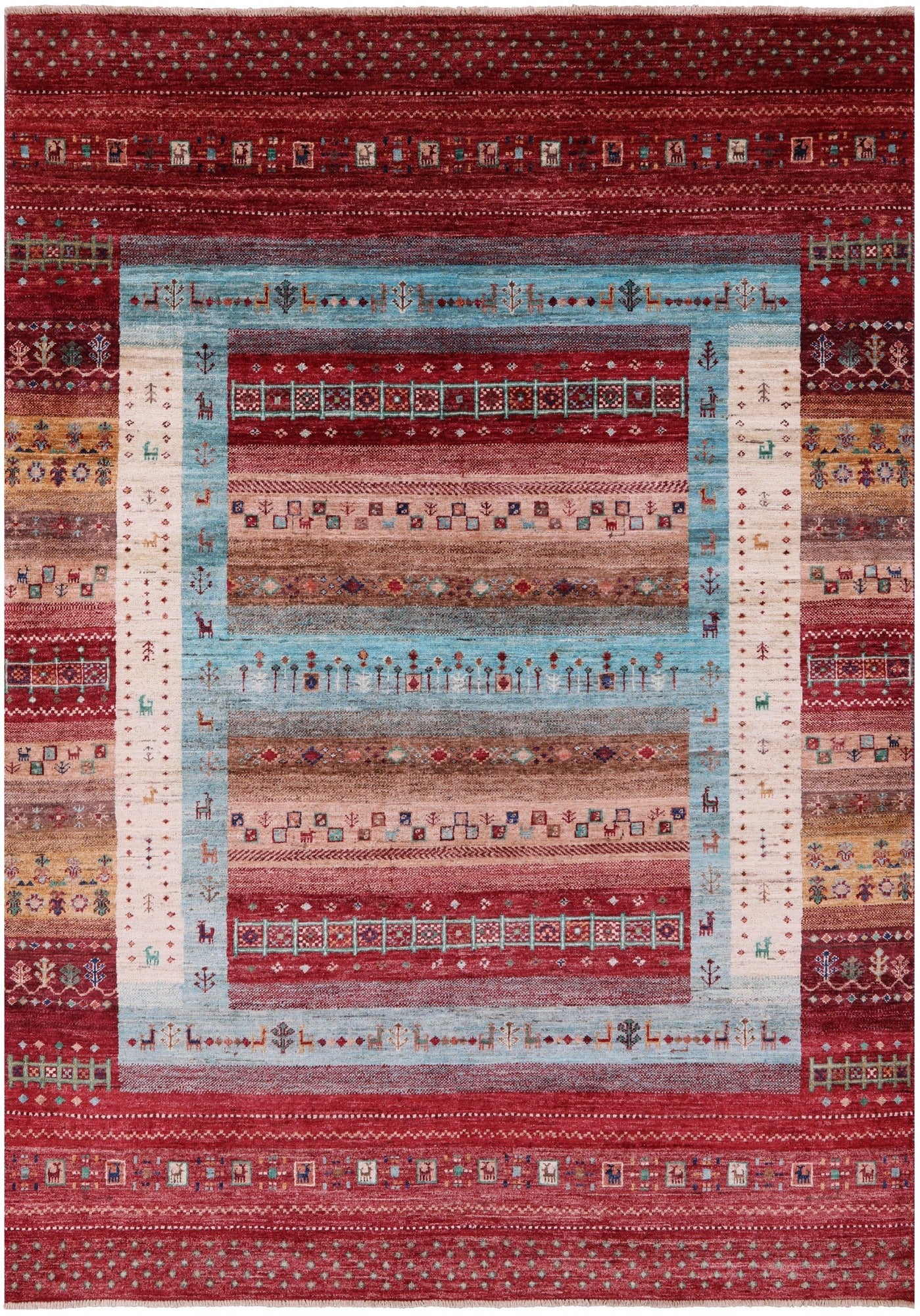 Tribal Persian Gabbeh Hand Knotted Wool Rug - 5' 9" X 8' 2" - Golden Nile
