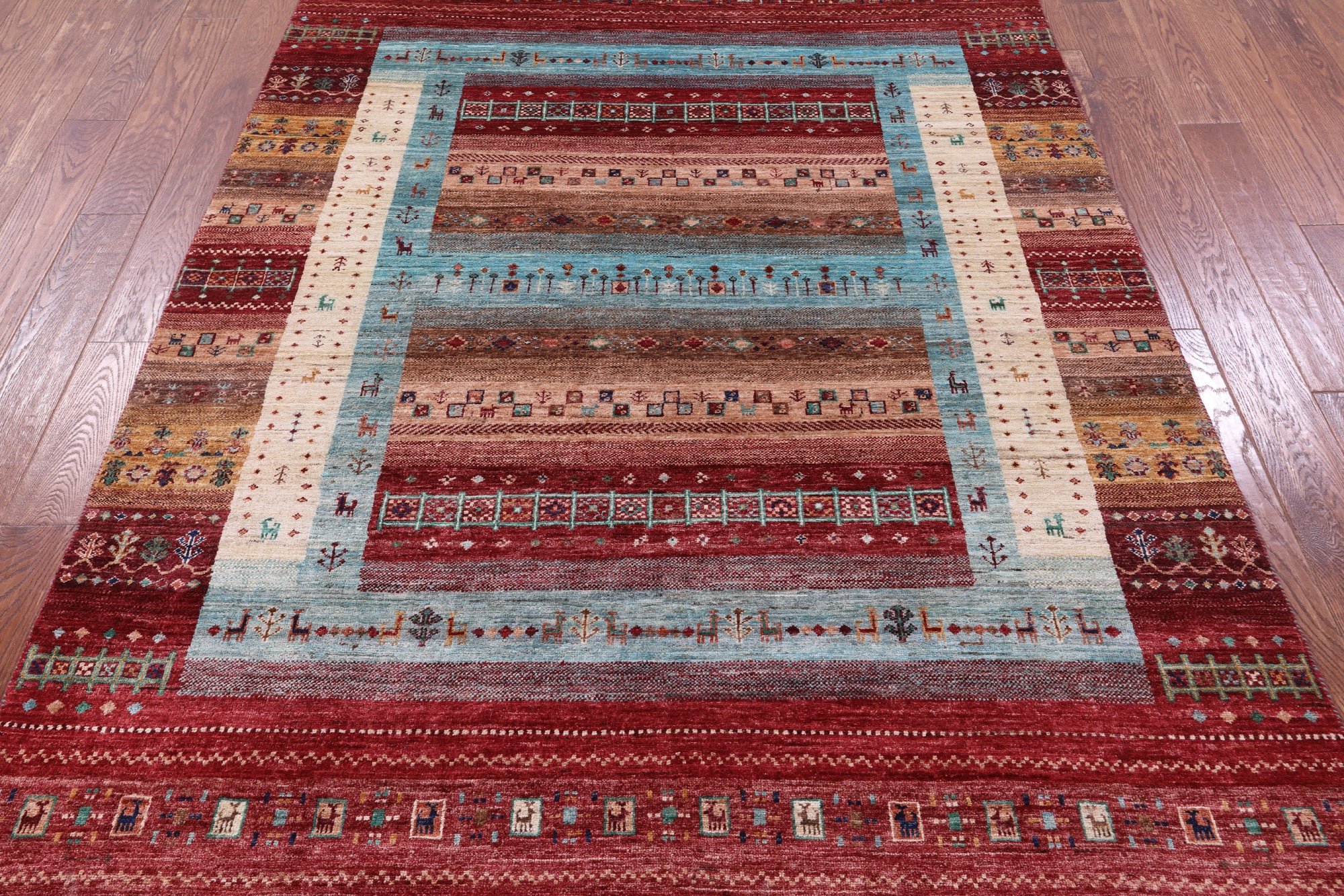 Tribal Persian Gabbeh Hand Knotted Wool Rug - 5' 9" X 8' 2" - Golden Nile