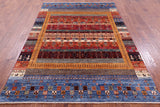 Tribal Persian Gabbeh Hand Knotted Wool Rug - 5' 8" X 8' 0" - Golden Nile