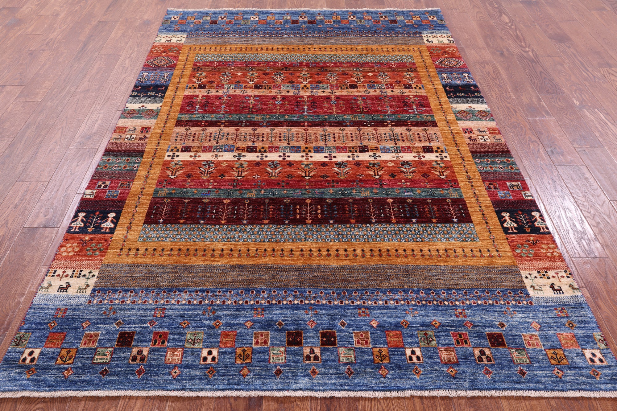 Tribal Persian Gabbeh Hand Knotted Wool Rug - 5' 8" X 8' 0" - Golden Nile