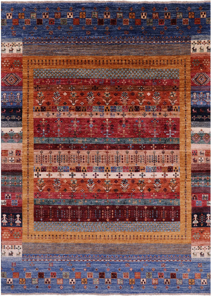 Tribal Persian Gabbeh Hand Knotted Wool Rug - 5' 8" X 8' 0" - Golden Nile