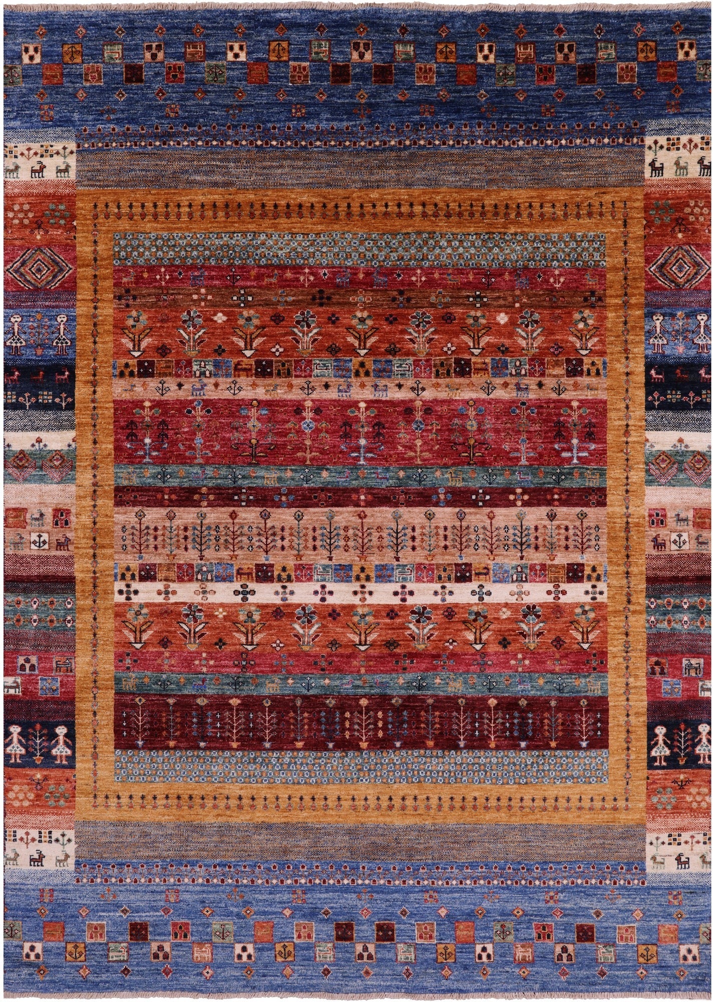 Tribal Persian Gabbeh Hand Knotted Wool Rug - 5' 8" X 8' 0" - Golden Nile