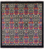 Square William Morris Handmade Wool Area Rug - 6' X 6' 3" - Golden Nile