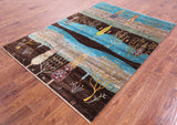 Tribal Persian Gabbeh Hand Knotted Wool Rug - 5' 6" X 7' 10" - Golden Nile