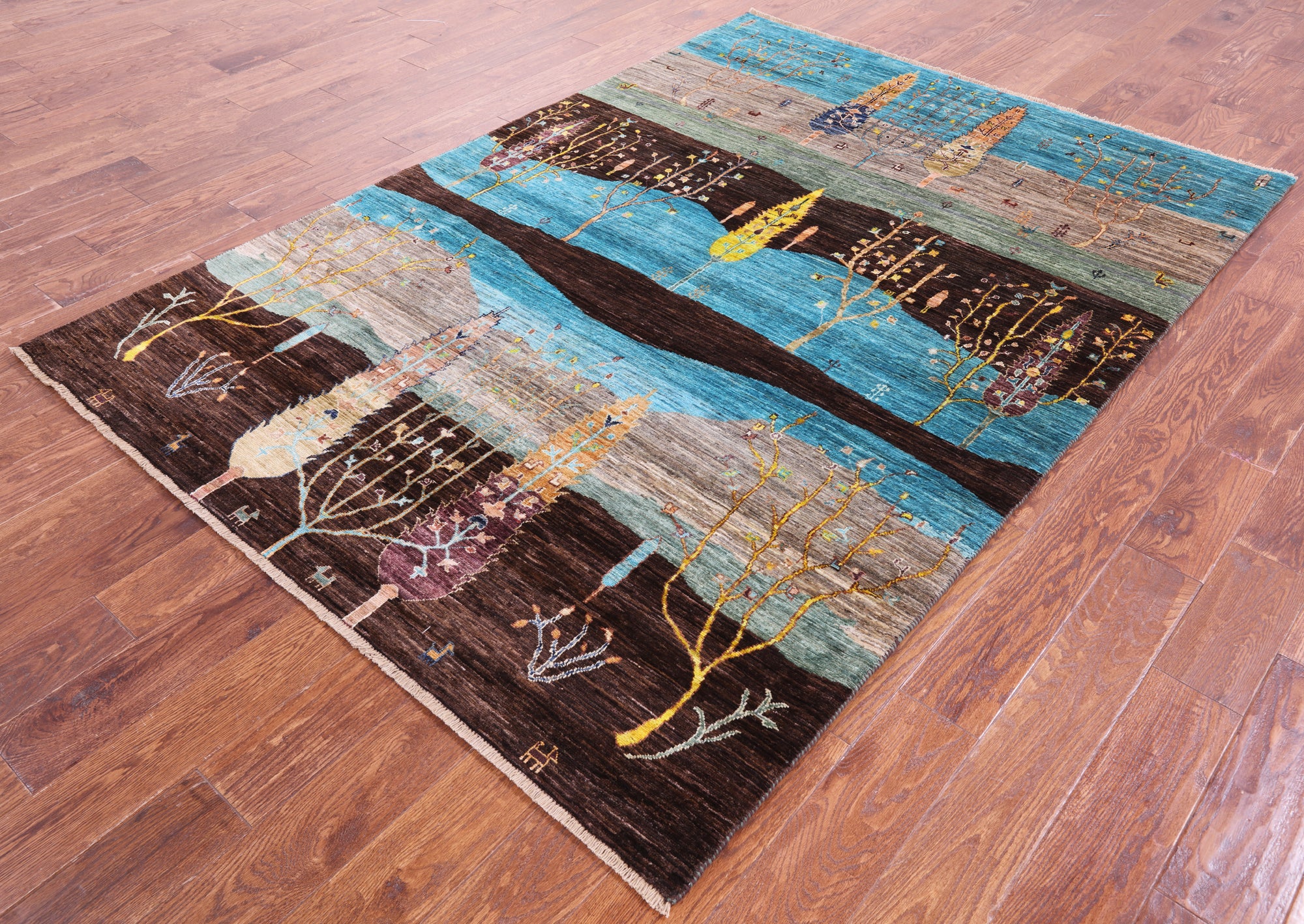 Tribal Persian Gabbeh Hand Knotted Wool Rug - 5' 6" X 7' 10" - Golden Nile