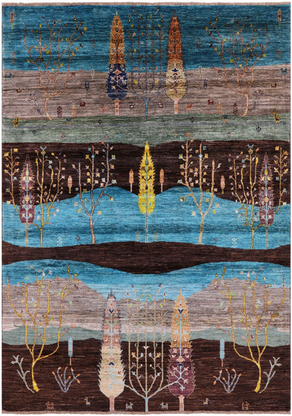 Tribal Persian Gabbeh Hand Knotted Wool Rug - 5' 6" X 7' 10" - Golden Nile