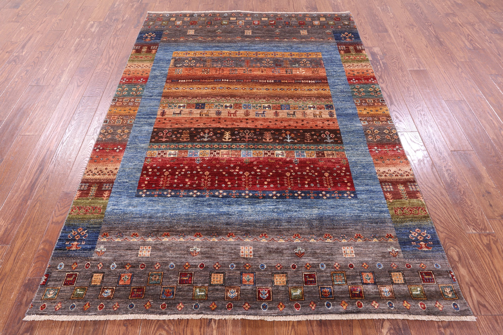 Tribal Persian Gabbeh Handmade Wool Rug - 5' 8" X 7' 10" - Golden Nile