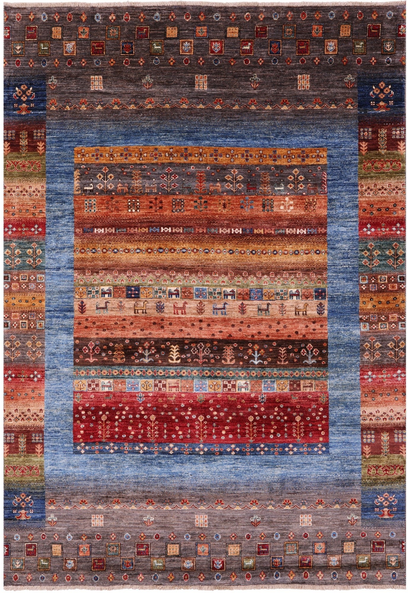 Tribal Persian Gabbeh Handmade Wool Rug - 5' 8" X 7' 10" - Golden Nile