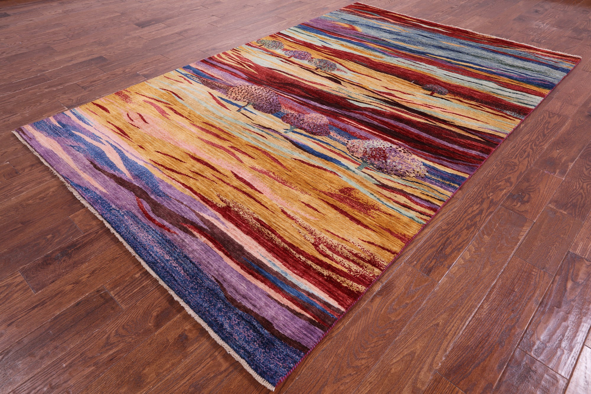 Tribal Persian Gabbeh Hand Knotted Wool Rug - 5' 8" X 8' 11" - Golden Nile